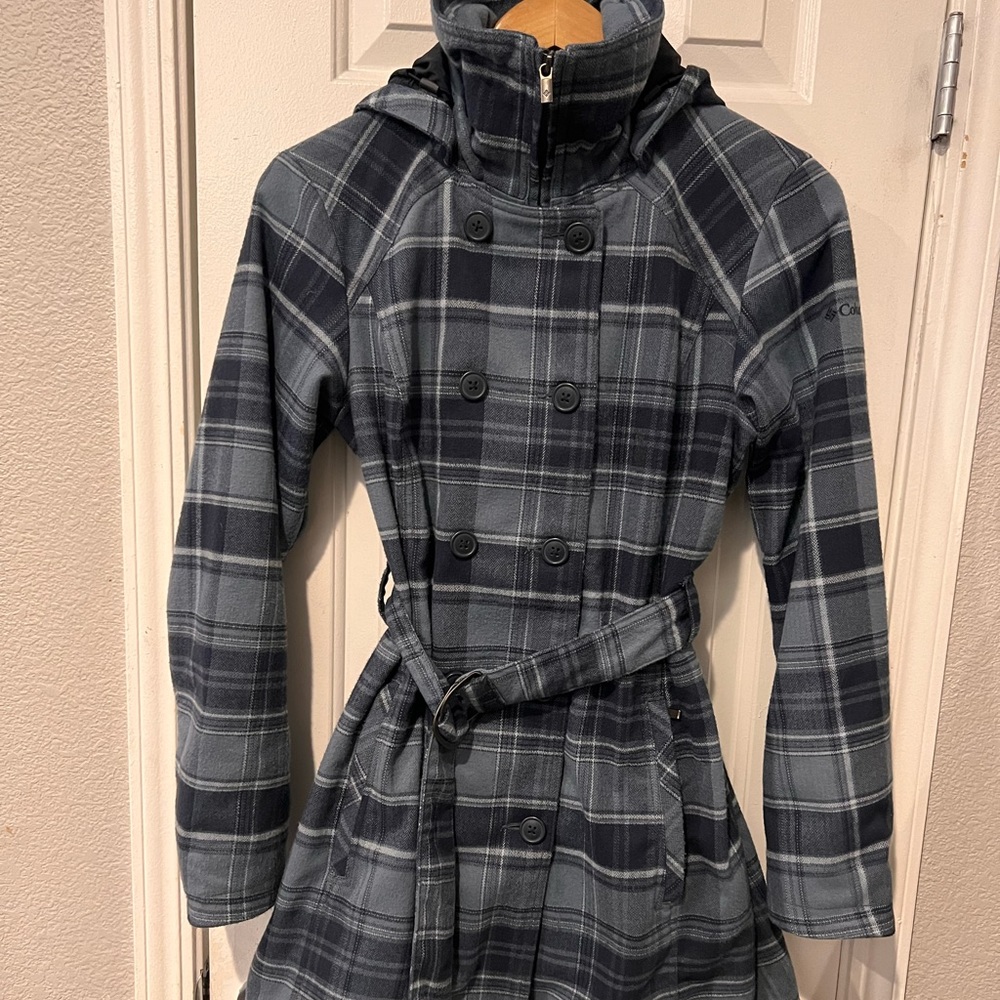 Columbia Omni Heat Omni Shield Plaid Trench Coat Excellent Condition